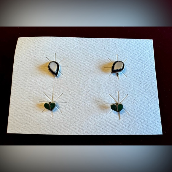 Bundle 4 Pair Tiny Gem Post Earrings Southwest Inspired - Silver Backs/Settings - Picture 5 of 11